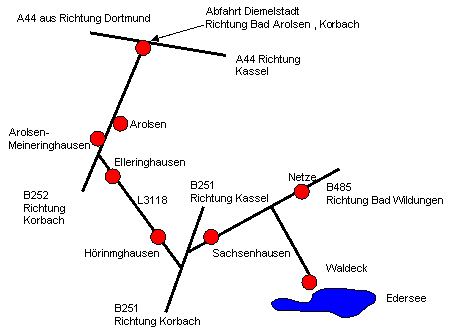 Anreise nach Waldeck aus Richtung Dortmund